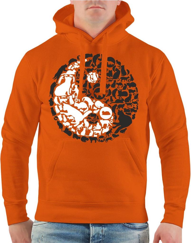 Herren Kapuzenpullover Katzen yinyang