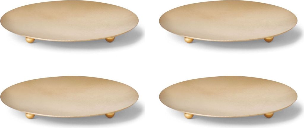 Novaliv 4er-Set Kerzenteller Dekoteller GOLD 3 Füße Durchmesser 12cm Adventskranzkerzenhalter Tischdekoration für Stumpenkerzen Kerzenpin Metall...