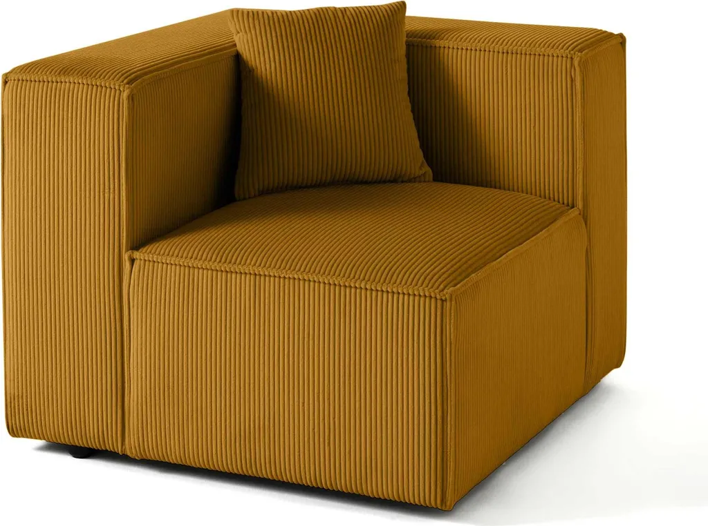 Module d'assise gauche Lisa Design Arty en velours côtelé jaune moutarde - 3