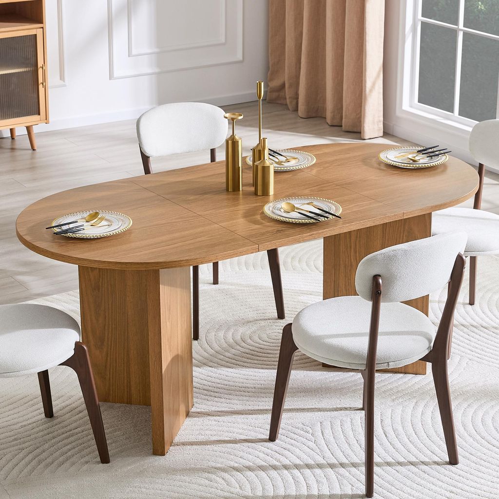 okwish Esstisch Oval Landhaus Design Platz Für 4 Bis 6 Personen Für Esszimmer und Küche Nussbaum
