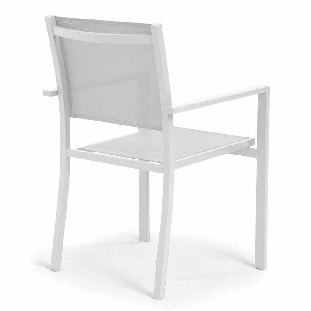 Poltrona da giardino in alluminio e textilene bianco - Oviala Nice - 3
