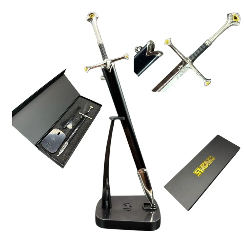 Coupe-papier épée Anduril Aragorn en métal 22 cm avec support KW1121