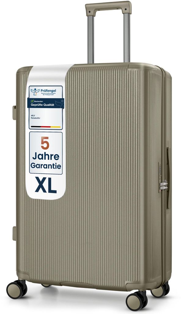 4FLY Hartschalen Reisekoffer 78 cm (103L) aus Polycarbonat – mit TSA-Schloss, 4 Spinner-Doppelrollen und Aluminium-Teleskopgriff, Aufgabegepäck