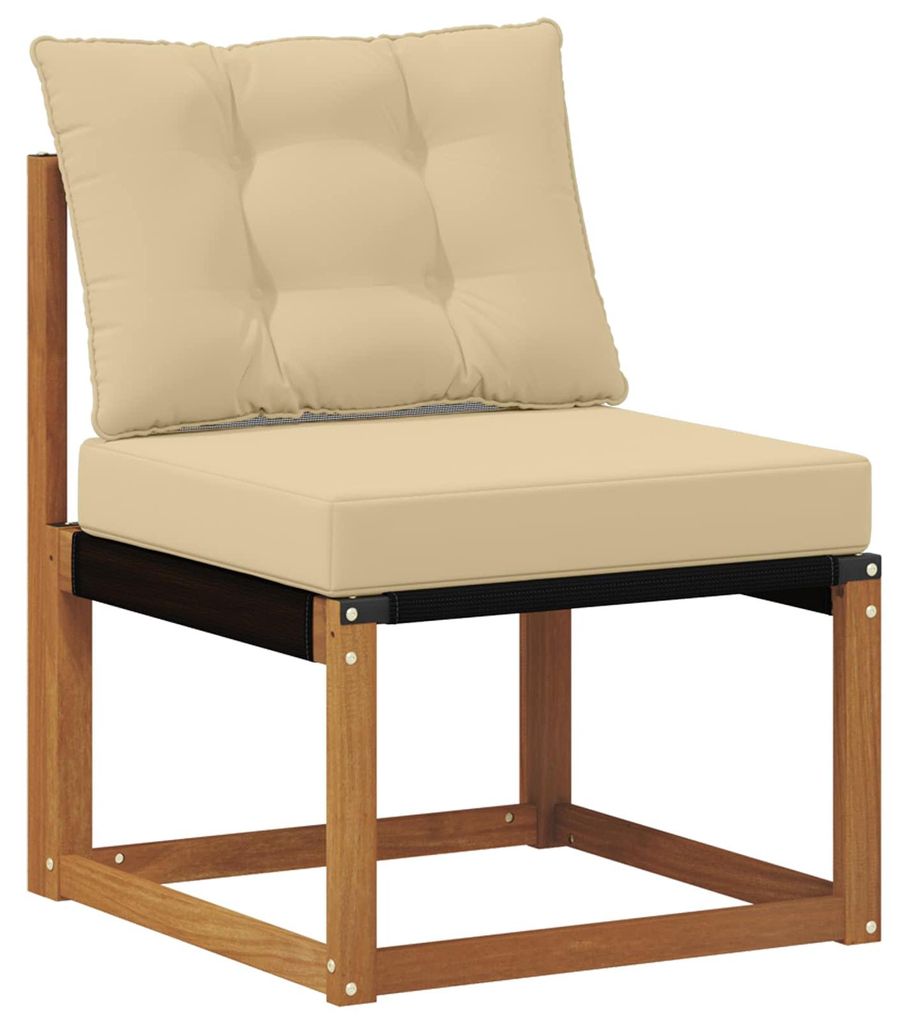 vidaXL Outdoor Mittelsofa Massivholz Akazie und Textilene Stoff Natur