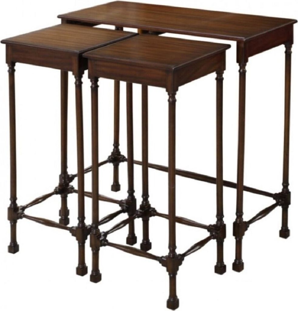 Casa Padrino Luxus Mahagoni Beistelltisch Set Dunkelbraun 67 x 28 x H. 70 cm - Luxus Möbel