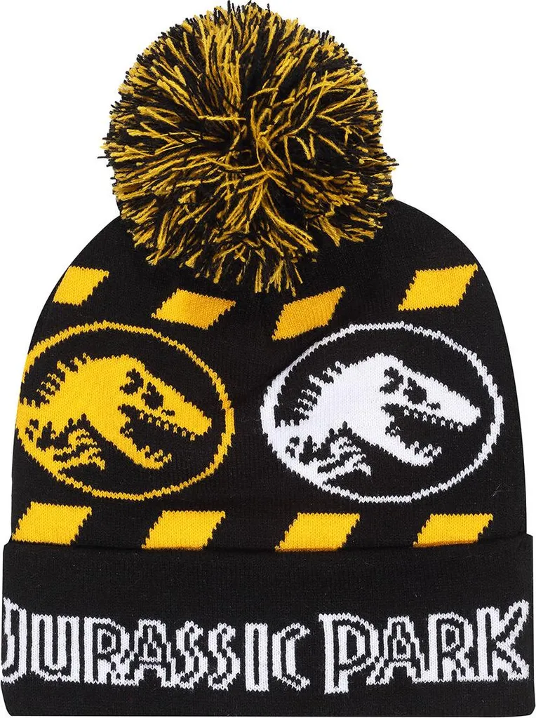 Jurassic Park Hazard Snow Beanie Nero | Cappello con Pompon Unisex