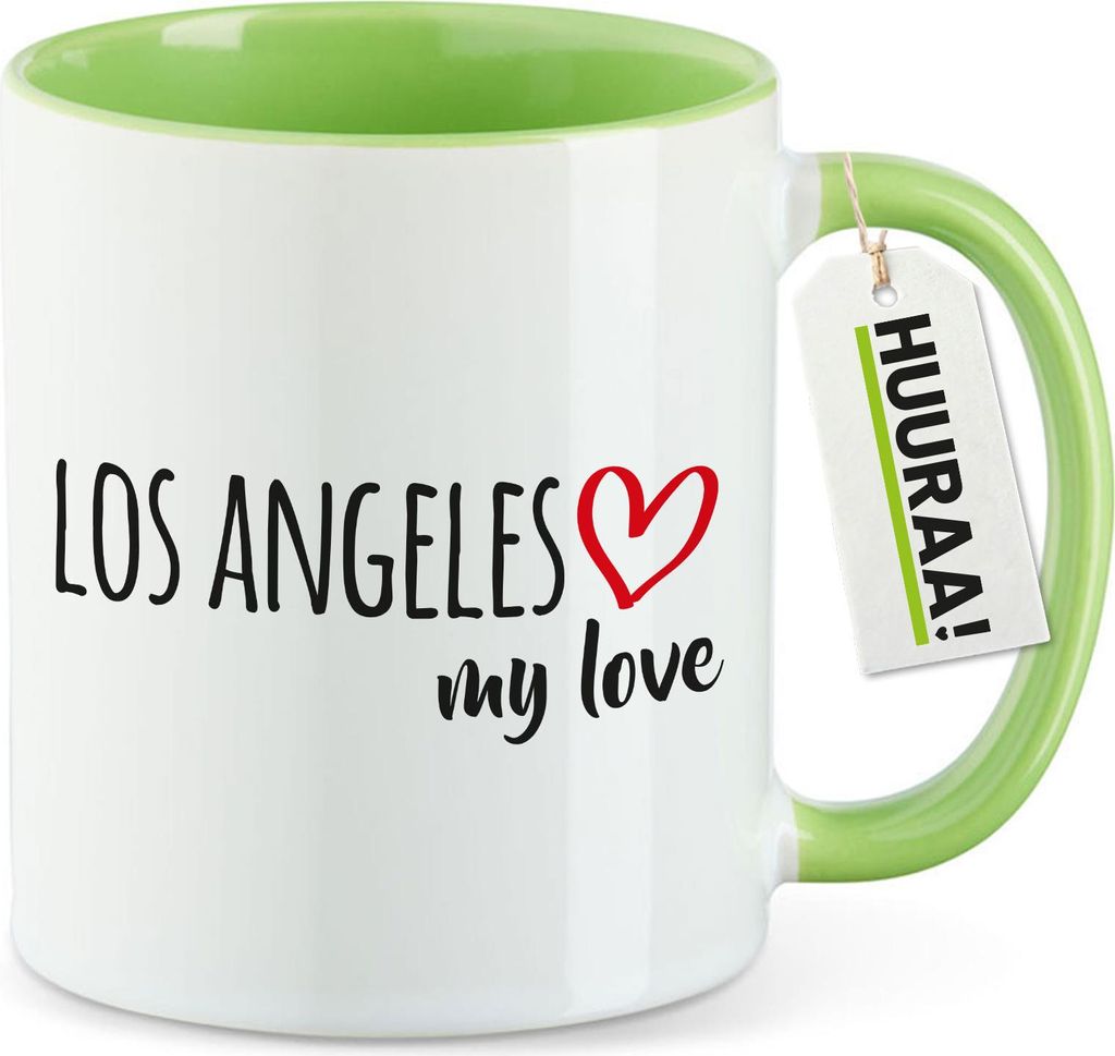 Huuraa Kaffeetasse Los Angeles my love 330ml Grün Keramik Kaffeebecher Geschenkidee