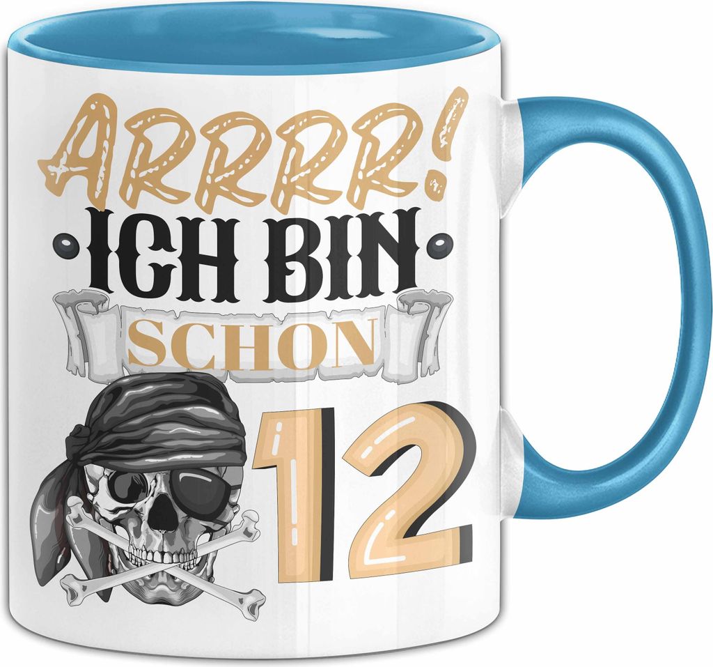 12. Geburtstag Geschenk Tasse Becher Jungs Pirat Arrrr Ich Bin Schon 12 (Blau)