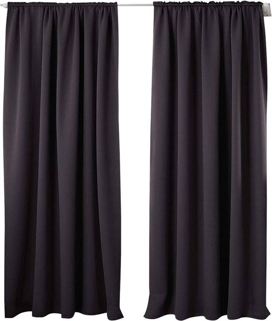 WOLTU 2er Set Gardine blickdicht 250 g/m² mit Kräuselband : Anthrazit 135x225 cm Farbe: Anthrazit Größe: 135x225 cm