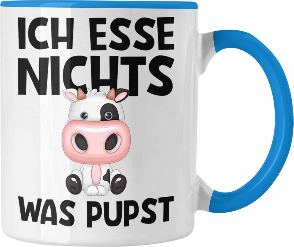 Trendation - Veganer Tasse Geschenk Ich Esse Nichts Was Pupst Vegetarier Vegan Geschenkidee Lustiger Spruch (Blau)