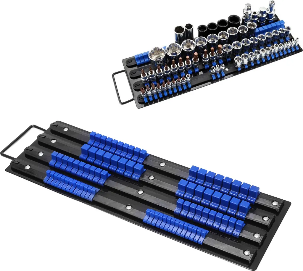 Plateau organisateur de prises ABS 80 pièces 1/4 3/8 1/2 pouce pour garage