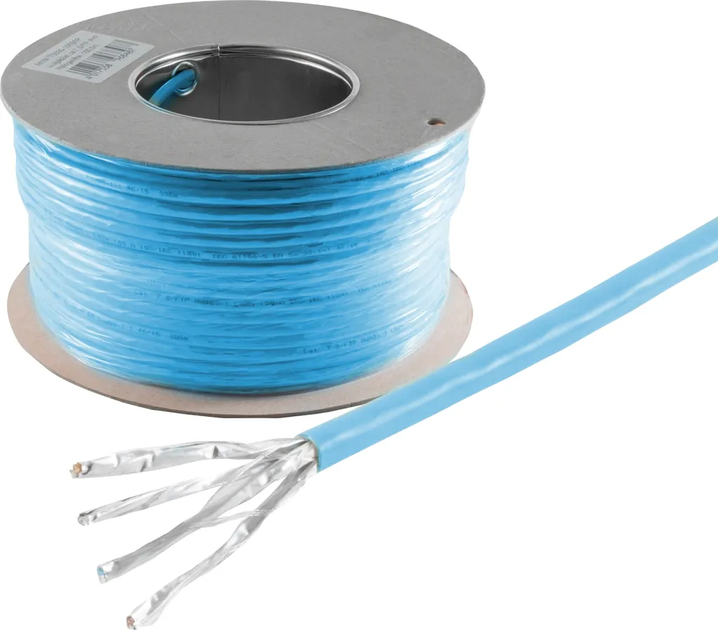 Câble Ethernet Cat 8 Blindage PiMF 40 Gbit/s LSZH Bleu en Anneau de 100m