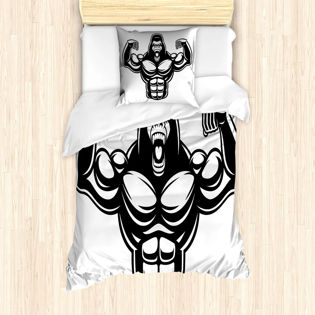 Set Letto Singolo ABAKUHAUS Beast Bodybuilder | Microfibra Antracite