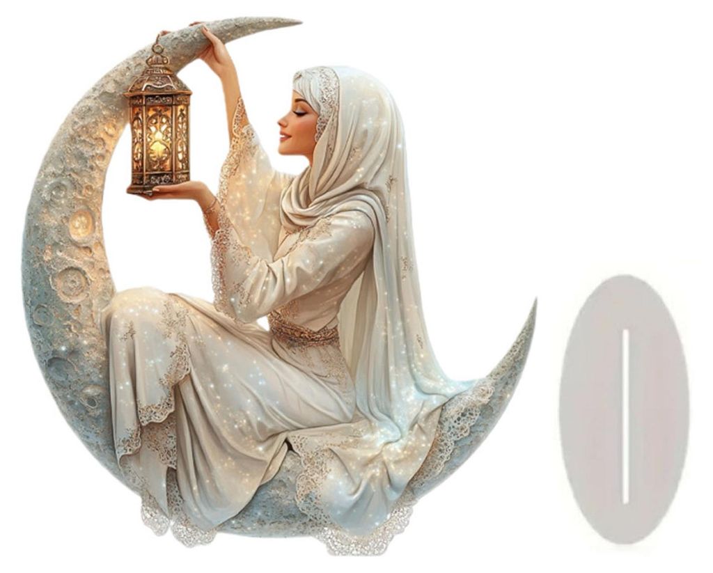 Eid Mubarak Acryl-Ornament, 2D-Halbmondlaterne, Tischdekoration, Ramadan Mubarak-Schild für Zuhause, islamische Partyartikel, Eid-Geschenke