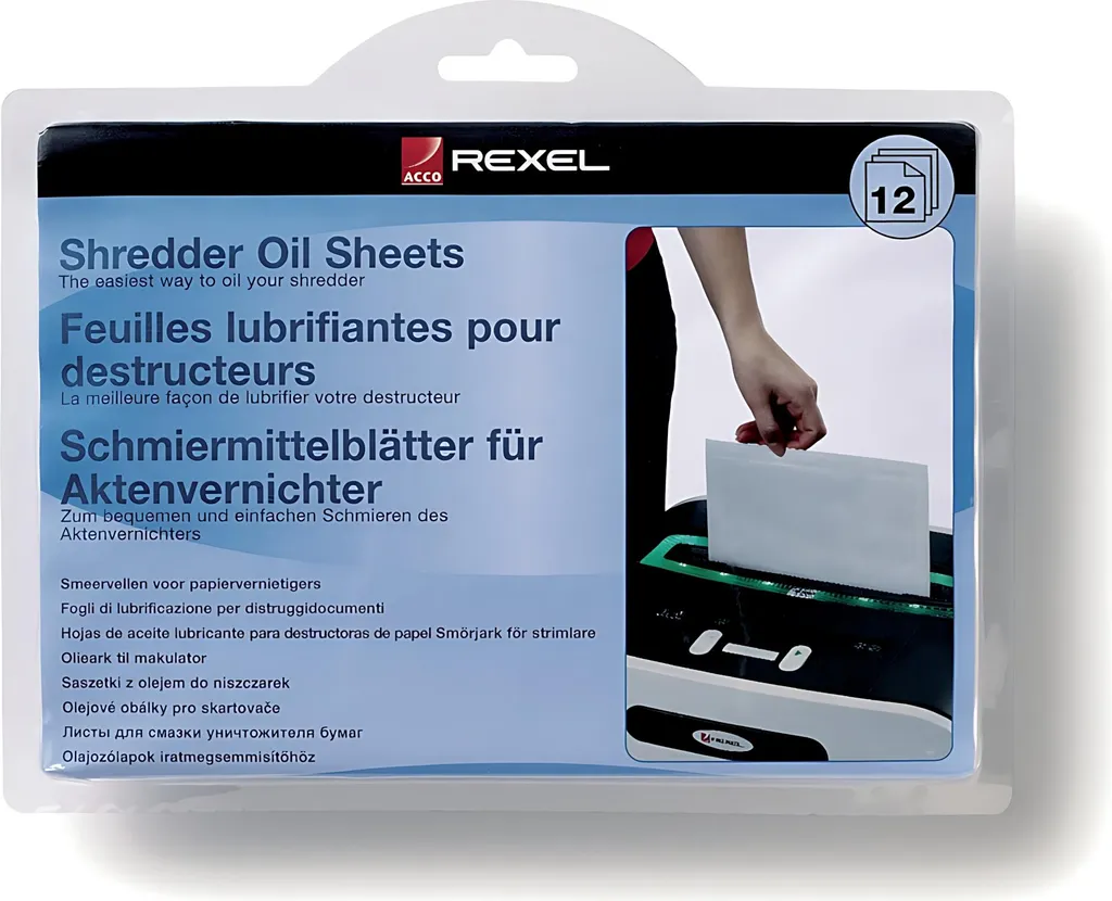 Rexel 2101948 Feuilles Lubrifiantes pour Destructeur de Documents, 12 pcs
