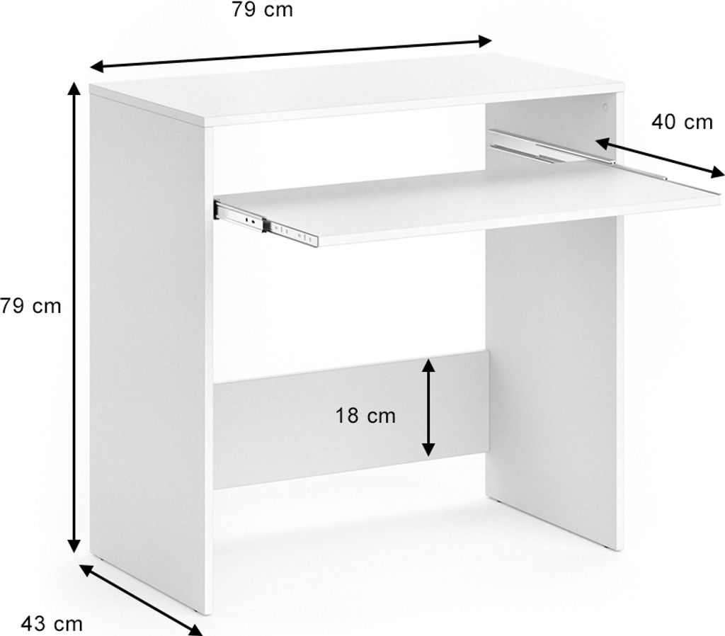 Vicco Schreibtisch Nils, 79 x 43 cm, Weiß Produktbild 3
