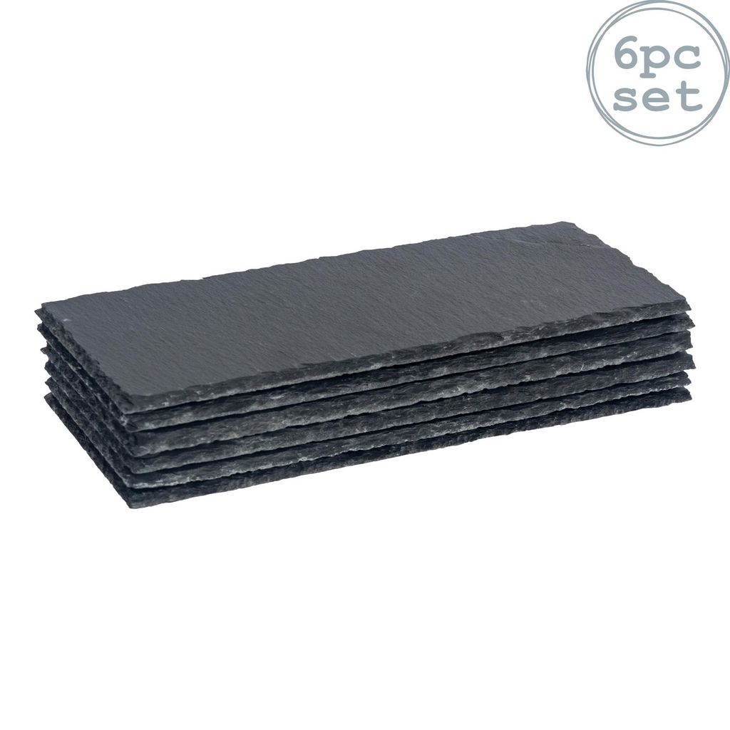Argon Ta Rechteckige Essteller aus Schiefer - 29 x 12 cm - 6er-Pack