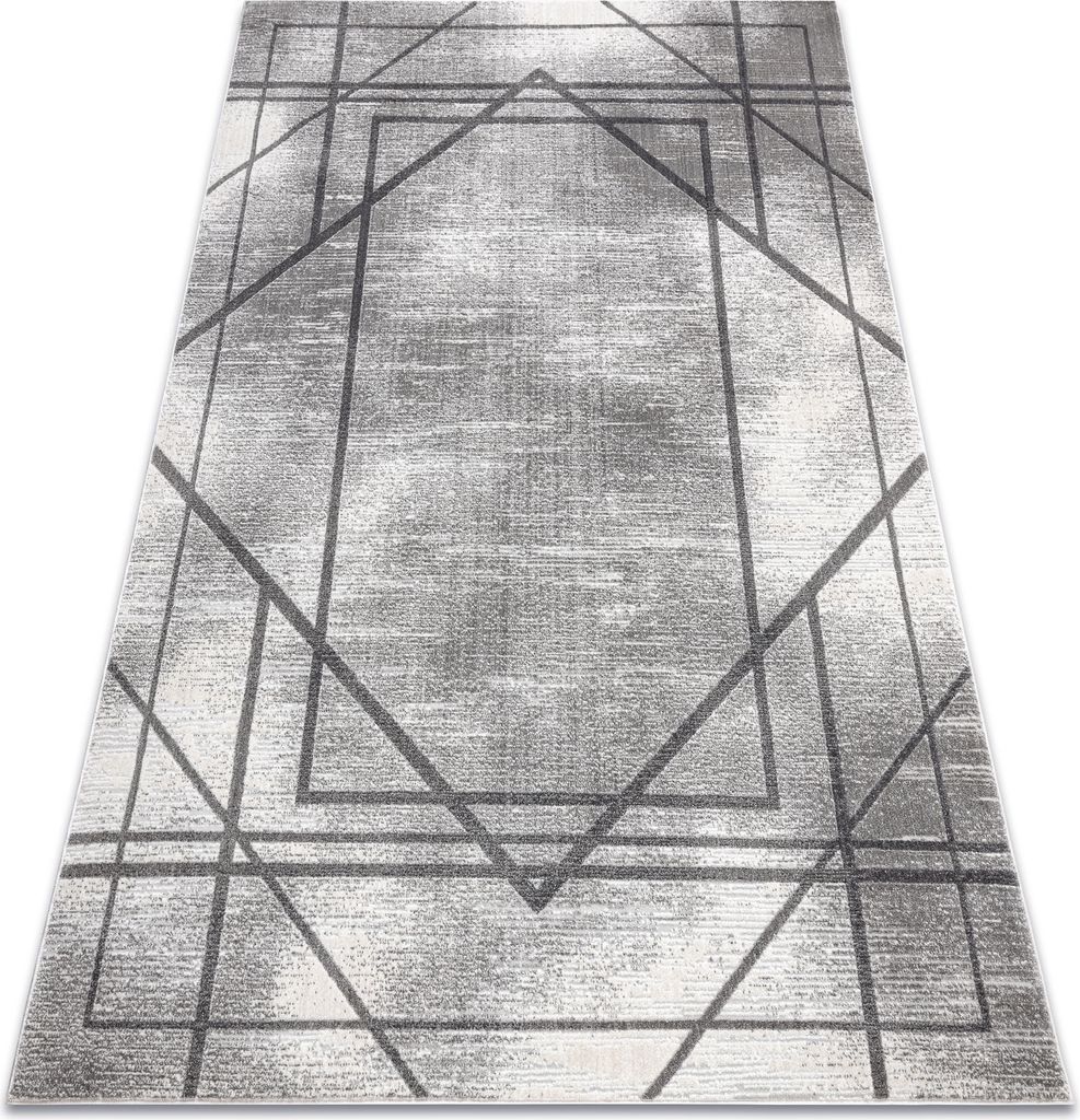 Modern NOBLE Teppich 1520 45 Vintage, Geometrisch, Linien - Strukturell zwei Ebenen aus Vlies grau Grau 140x190 cm