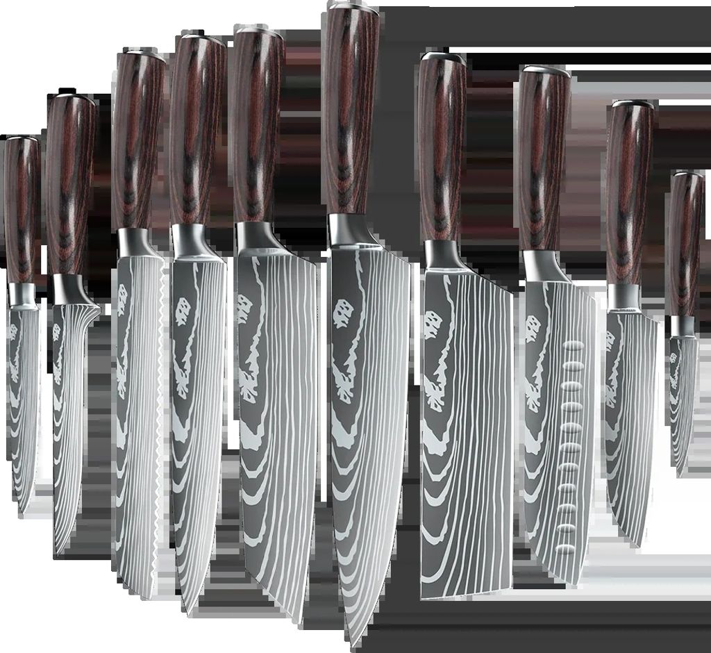 Küchenmesser-Set, 10-teilige Kollektion, ergonomischer rutschfester Griff, 1