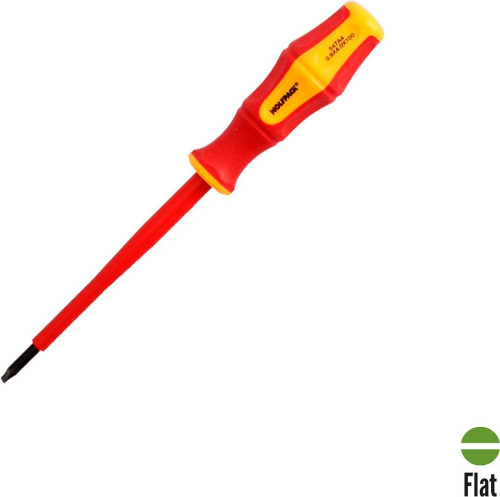 Isolierter flacher Schraubendreher, vde 1.000 v. Größe 0,8 x ø 4,0 x 100 mm. Elektriker-Sicherheitsschraubendreher