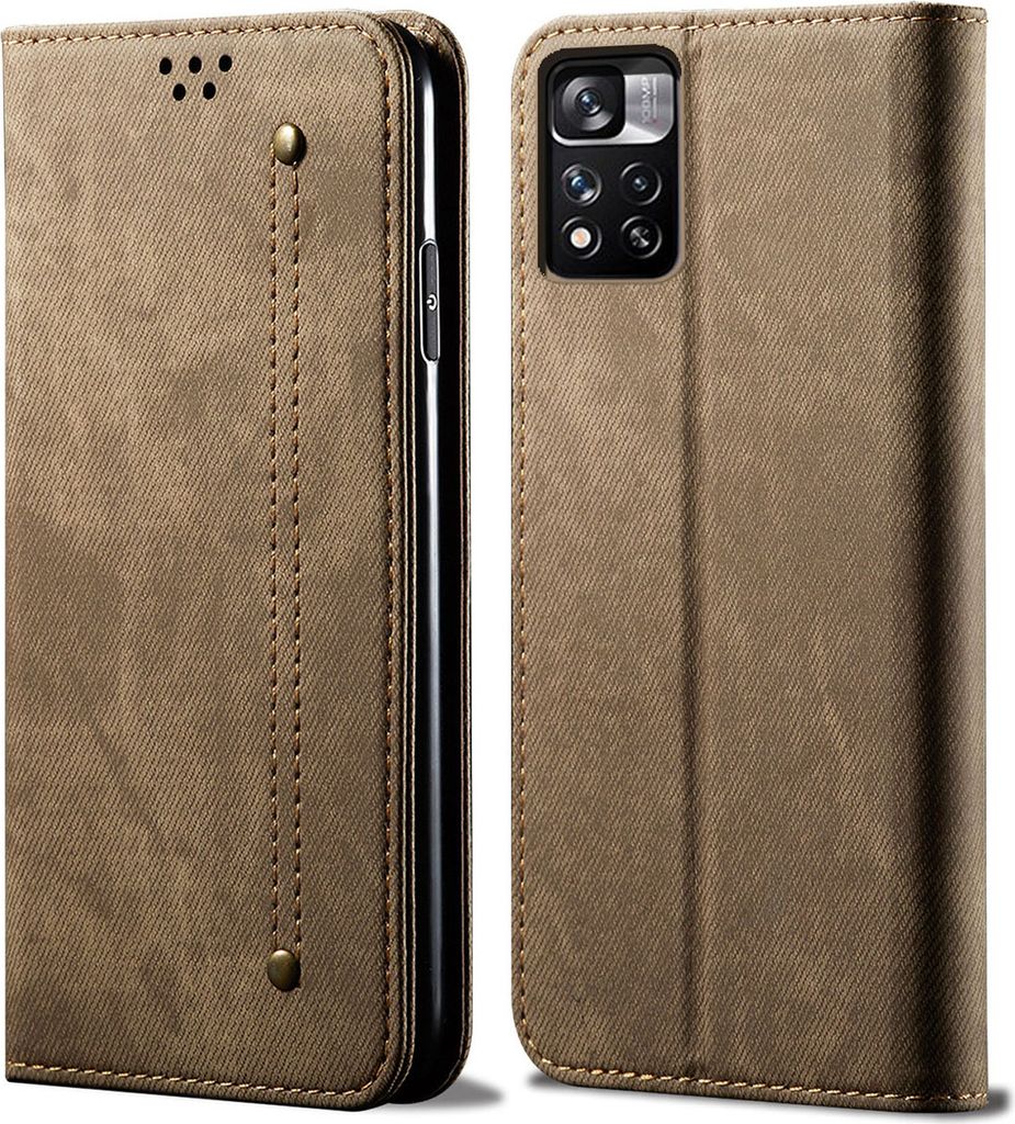 Redmi Note 11 Pro Hülle, Leder Brieftasche Flip Bookstyle Schutzhülle mit Standfunktion für Xiaomi Redmi Note 11 Pro / Note 11 Pro+ Khaki