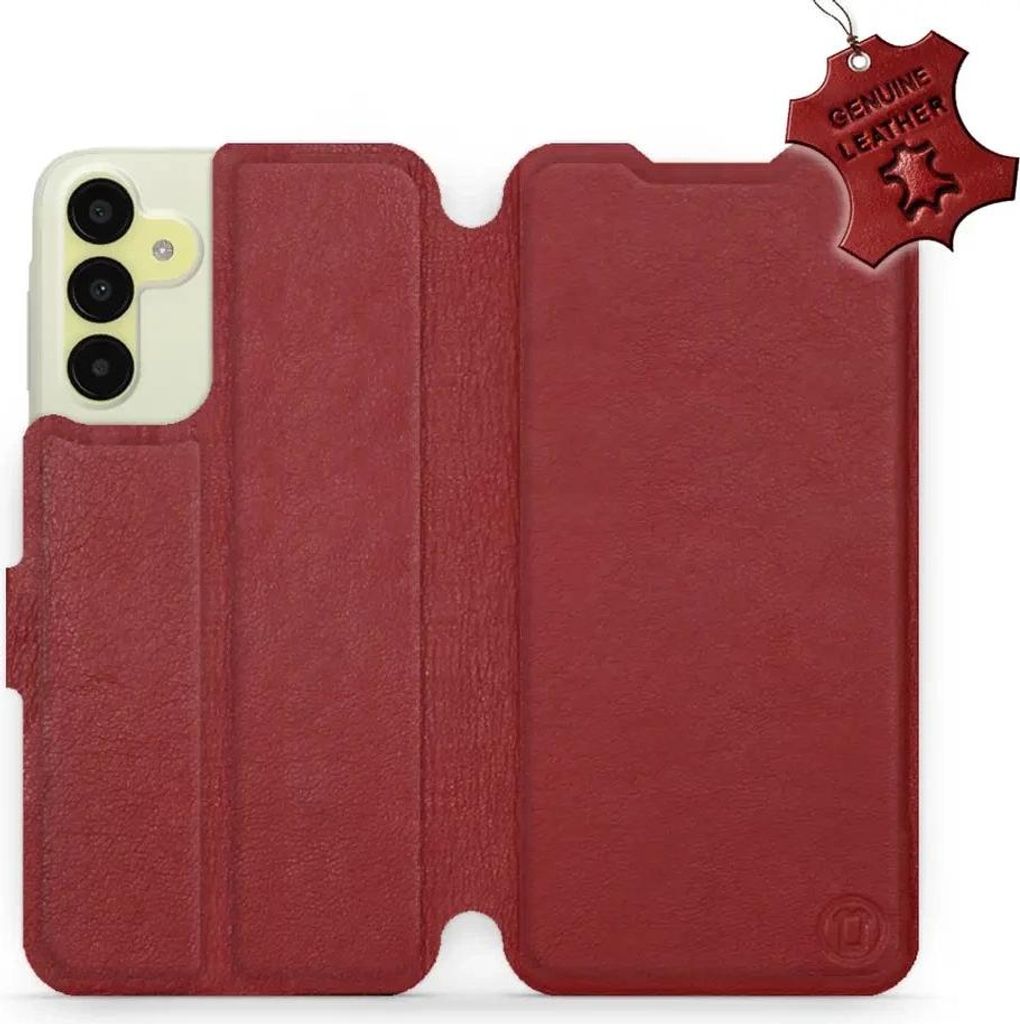 Echtleder Handyhülle für Galaxy M15 5G, Mobiwear Leather, Dunkelrot