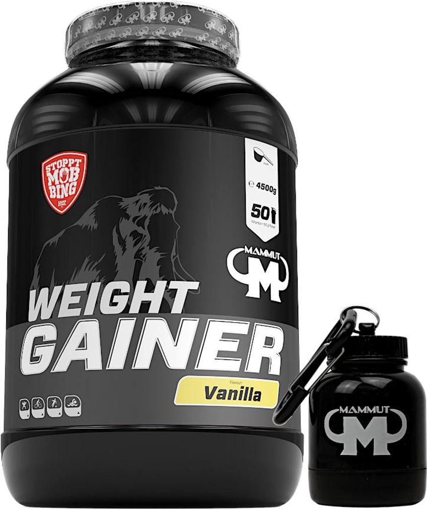 Mammut Nutrition - Weight Gainer 4500 g Dose - 50 Portionen + GRATIS Powderbank, Geschmack: Vanille