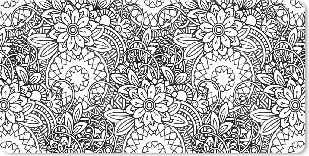 MuchoWow Schreibtischunterlage Mandala - Zentangle - Muster 80x40 cm - XXL Mauspad - Gaming Mauspad