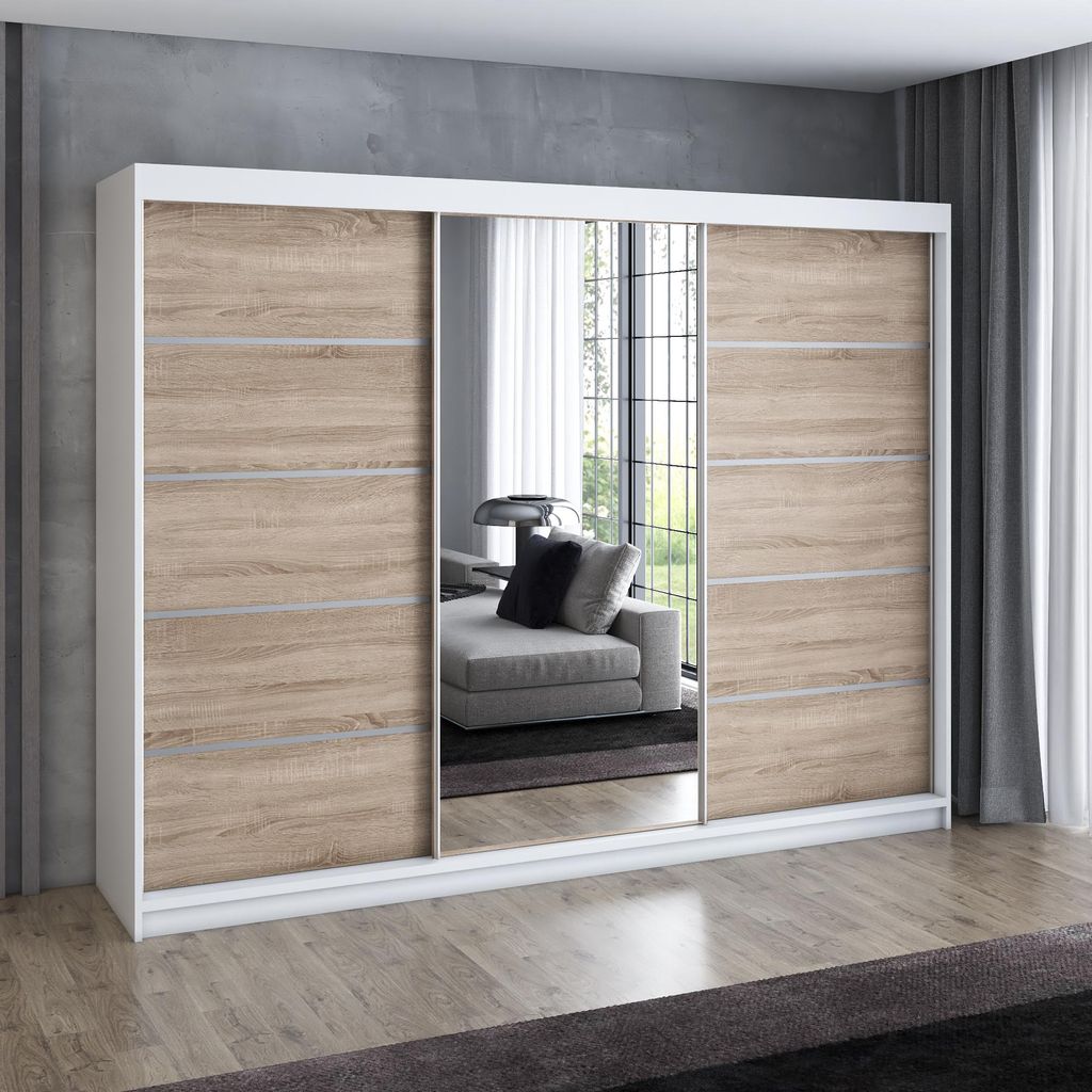 Schwebetürenschrank 200 cm, 3-türig, mit Spiegel & 4 Produktbild 