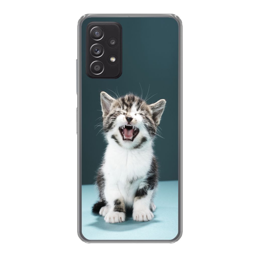 MuchoWow Handyhülle Schutzhülle Hülle für Samsung galaxy a73 Katze - Kätzchen - Miau Silikon Softcase Handy Hülle - Handyhülle