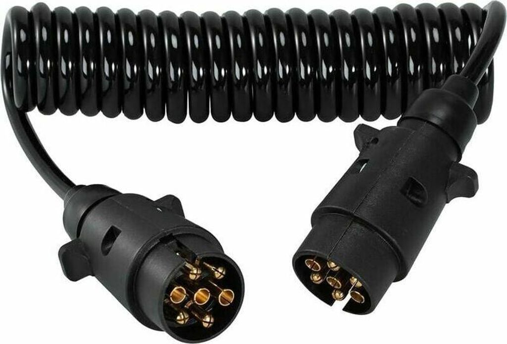 7-poliges Spiralkabel mit Stromstecker für Anhängeradapter, 7-adriges elektrisches Verdrahtungskabel für Wohnwagen