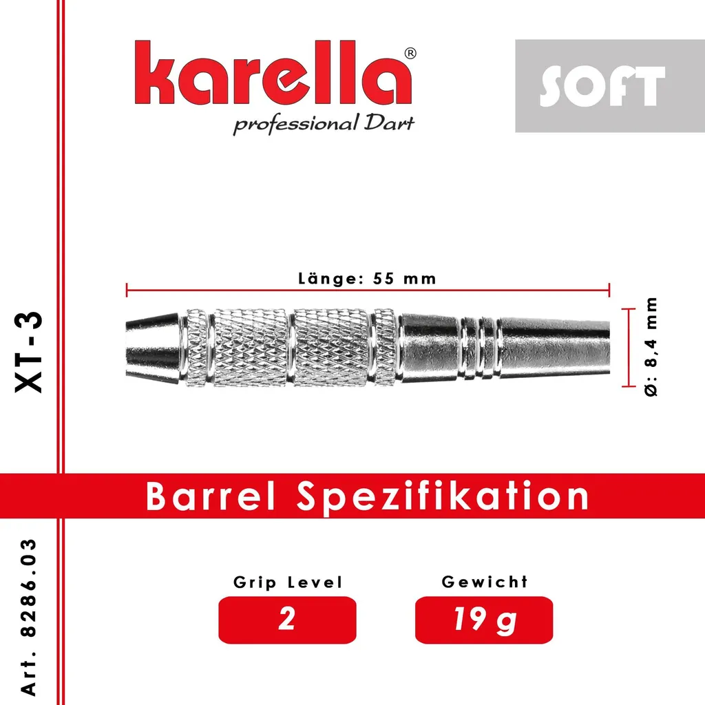 Fléchettes soft tip Karella XT-3 19g pour cible de fléchettes de bar - 5