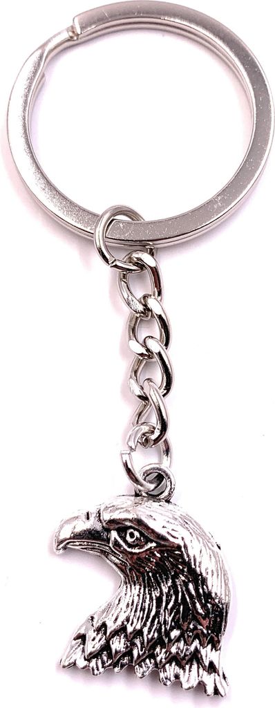 Onwomania Schlüsselanhänger Adler Eule Kop Silber Metall Anhänger Charm