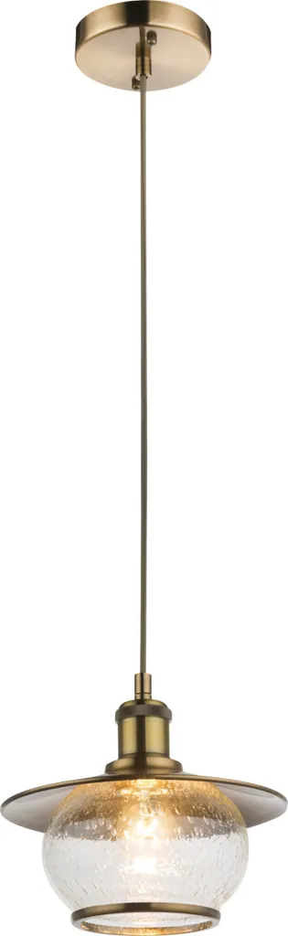 Lampe Suspendue Design Bronze Globo avec Abat-jour Verre 22cm de Large