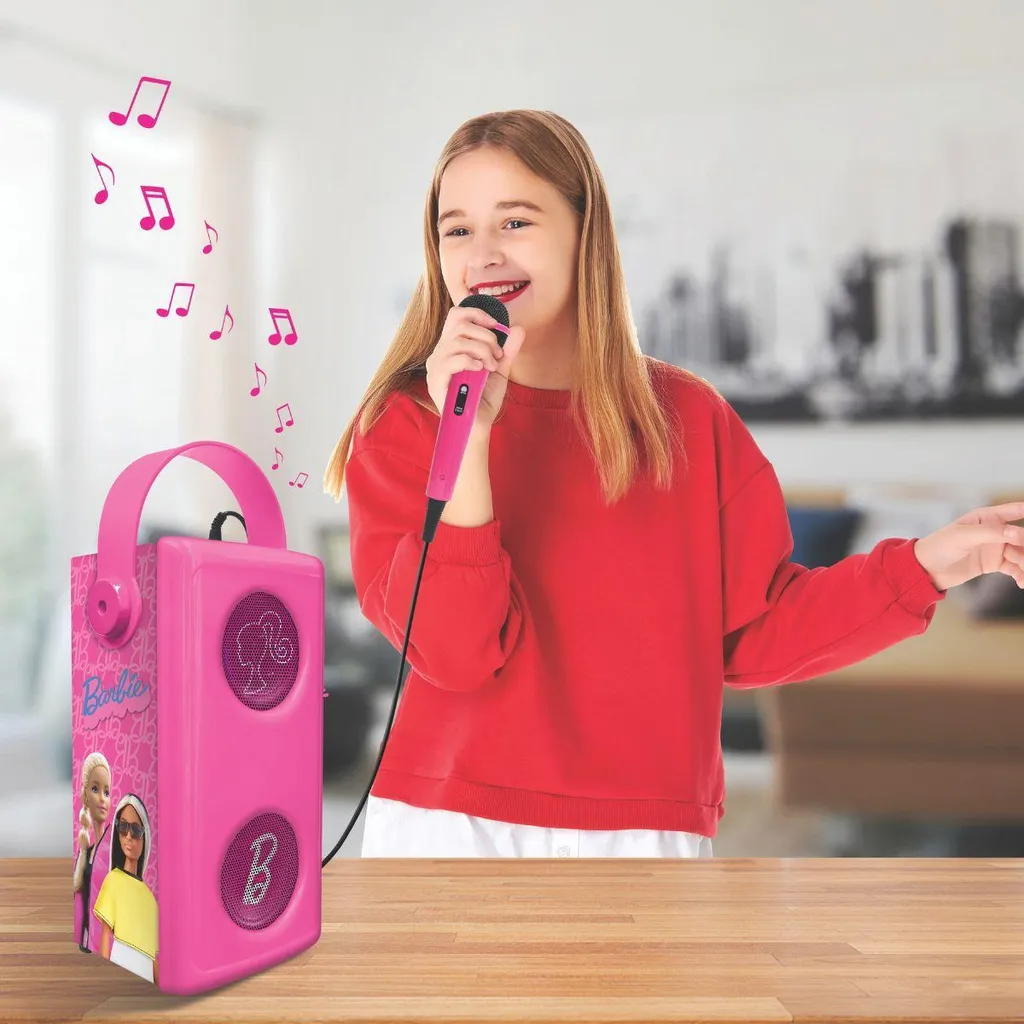 Enceinte Bluetooth Barbie lumineuse avec micro filaire inclus Rose - 9