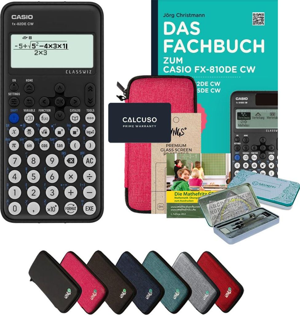 CALCUSO Streberpaket Pink mit Taschenrechner Casio FX-82DE CW