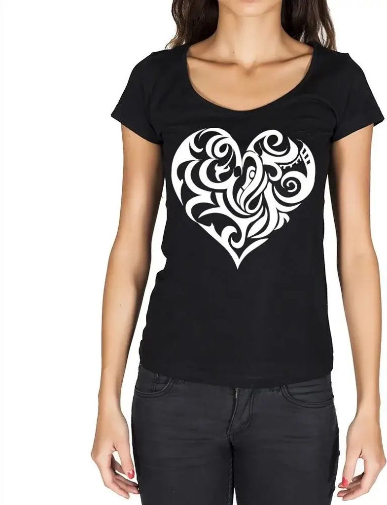 Damen Grafik T-Shirt Tribal Herzen Tattoo – Tribal Hearts Tattoo – Öko-Verantwortlich Vintage Jahrgang Kurzarm Lustige Druck Geburtstag Gesche...