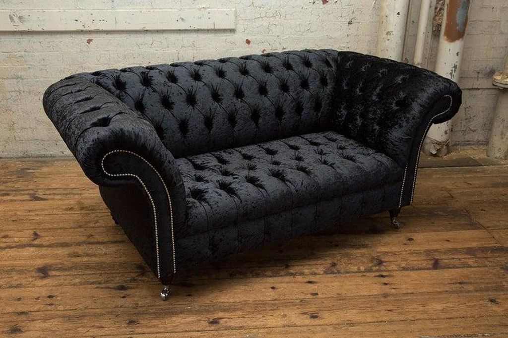 Chesterfield Sofa Fernseh Couch 2 Sitzer Luxus Textil Stoff Couchen Polster #7