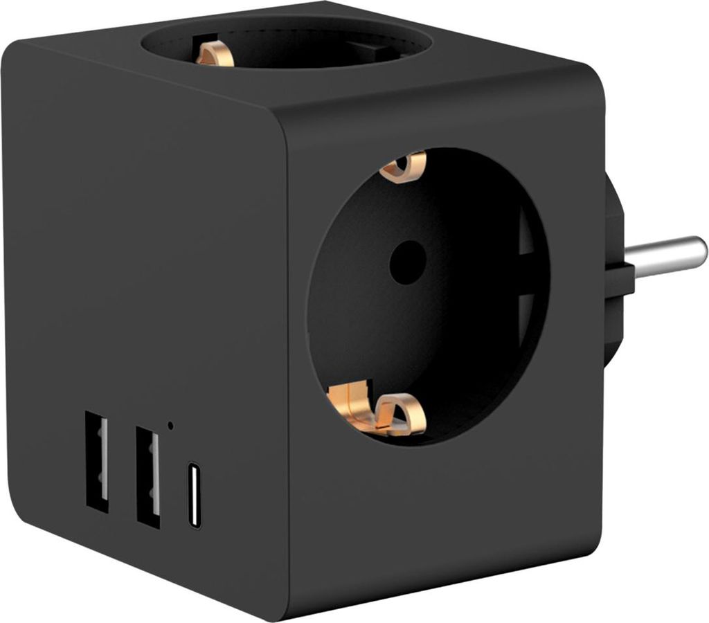 Accezz PowerCube | 6-en-1 - 1x USB-C + 2x USB-A + 3x prise Image du produit 
