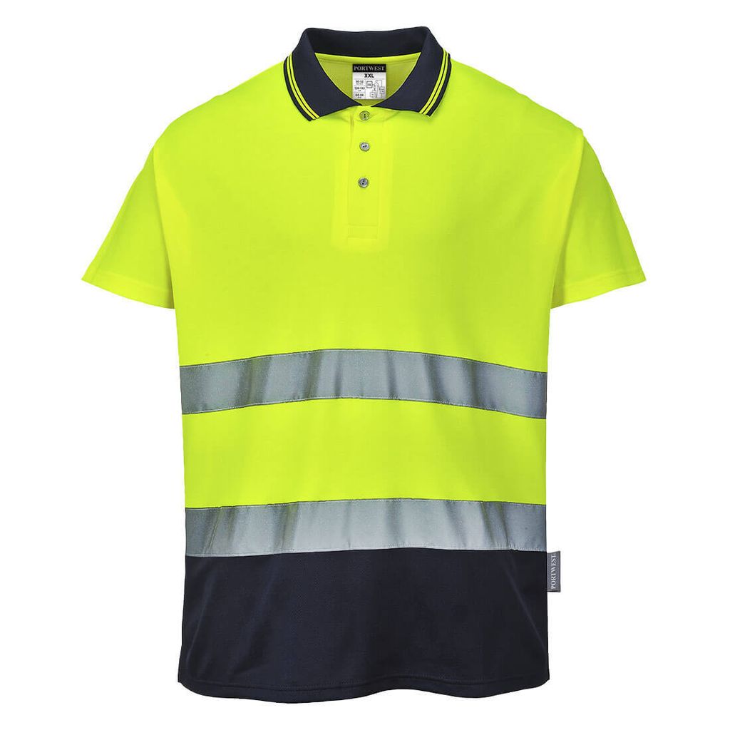 Portwest S174 Zweifarbiges Baumwoll- Komfort Poloshirt Yellow/Navy Gr. S