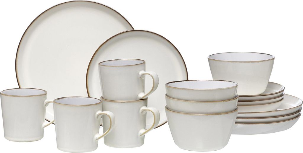 Ritzenhoff & Breker Kombiservice Visby 16-tlg., Geschirr-Set, Steinzeug, Weiß, 315912