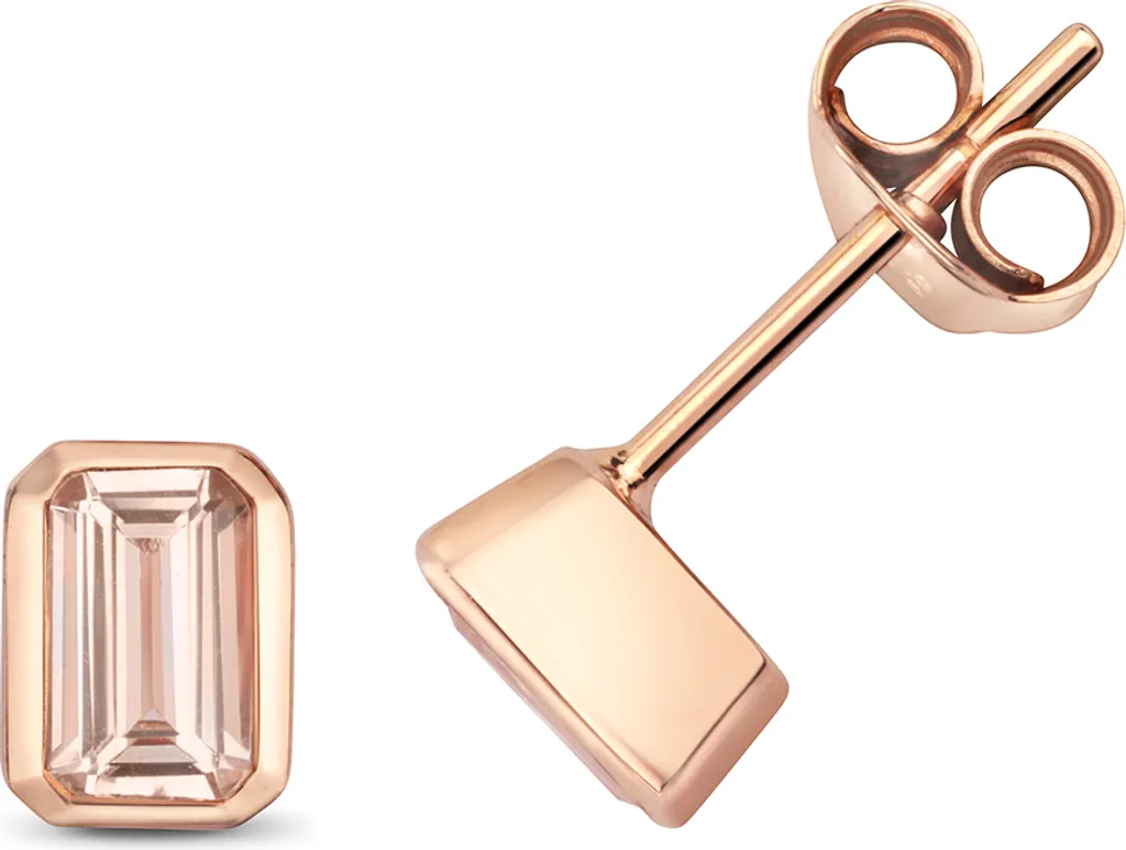 Clous d'oreilles en or rose 9k et Morganite - Bijou femme élégant