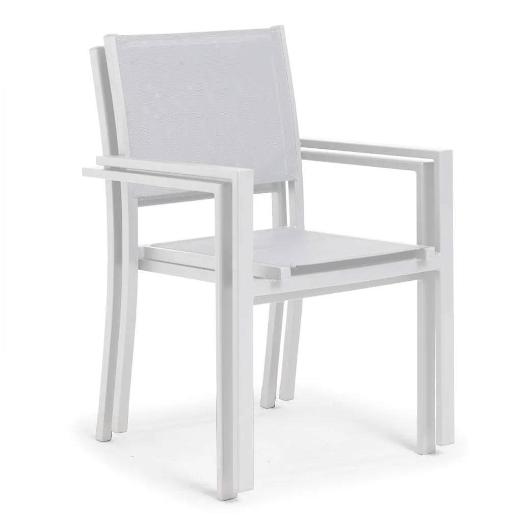 Poltrona da giardino in alluminio e textilene bianco - Oviala Nice - 4