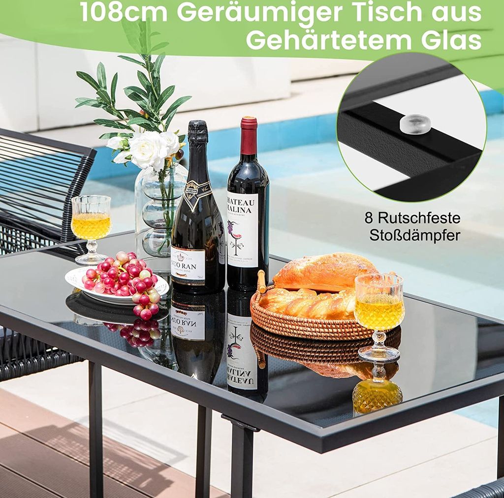 COSTWAY 3-teiliges Gartenmöbel-Set, Rattan Balkonmöbel-Set Produktbild 3
