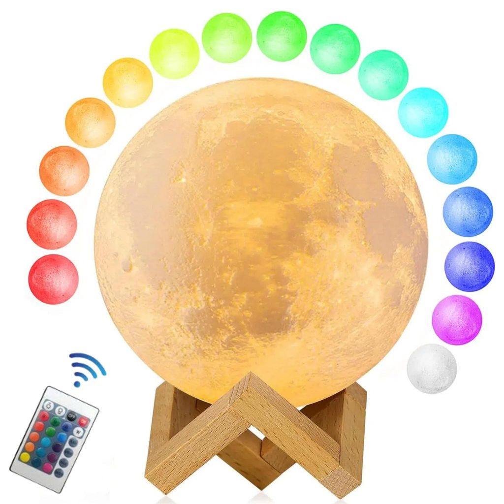 Lampe 3D Mond, 15 cm – 16 couleurs, variateur d'intensité, Image du produit 