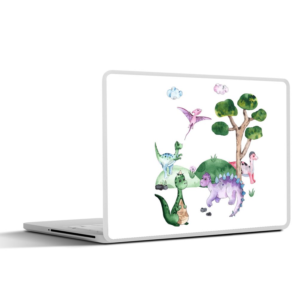 MuchoWow Laptop Aufkleber Sticker Cover Kinderzimmer - Farben - Dinosaurier - Jungen - Mädchen - Kinder 36.5x27.5 cm - Laptop-Sticker