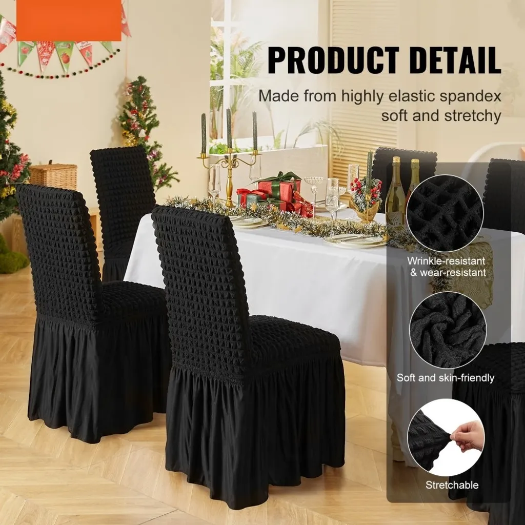 Federe Elasticizzate Per Sgabelli Da Bar Rettangolari, 2 Pezzi Nero, Mix Poliestere, Lavabili - 3