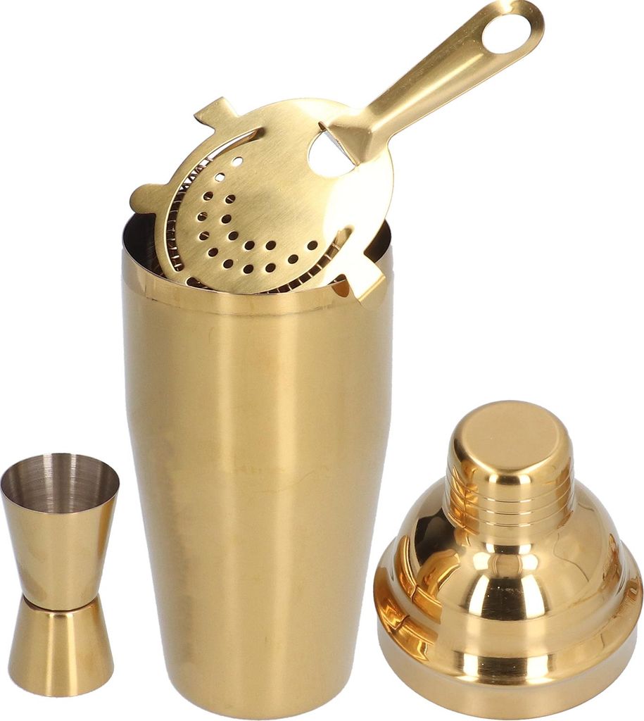 Cocktail Set Fashionable 750ml Stainless Steel Tool Kit with Strainer Measure Cup Shaker for Bartender BarGolden Set