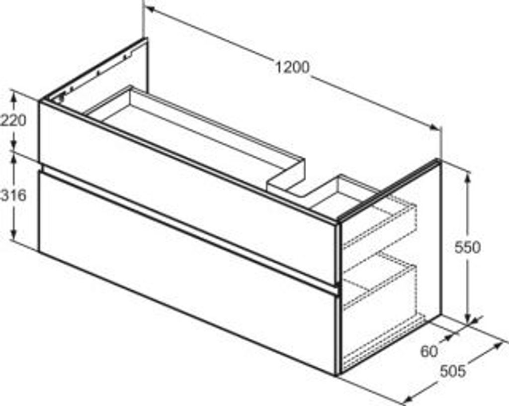Ideal Standard E3448Y1 MWT-Unterschrank Finesse Siphon re.