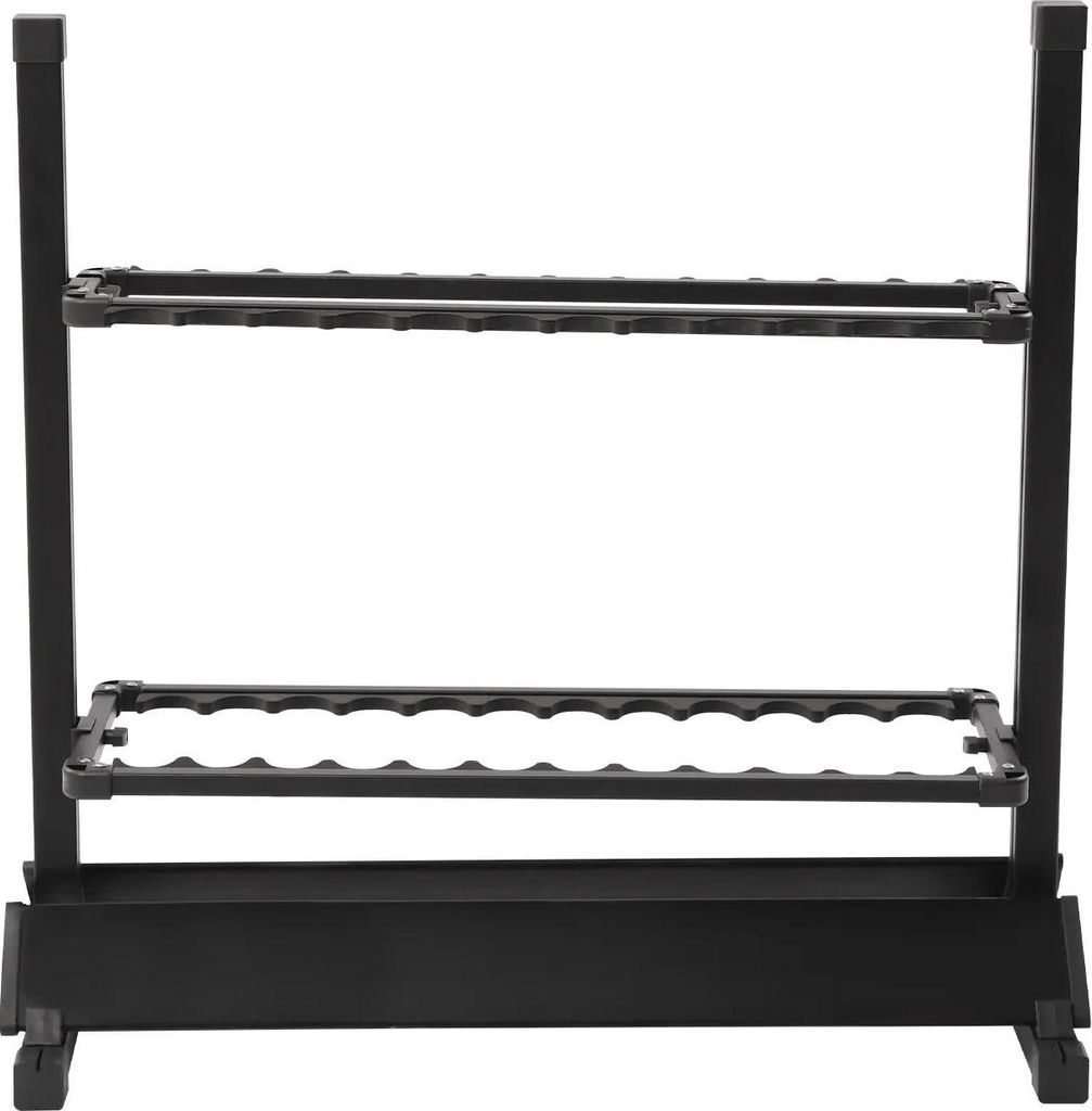 Rutenständer/Angelrutenhalter - Freistehender Display-Ständer - Für 24 Ruten - Aluminiumlegierung - Eingelassene Ablagen - EVA/ABS/Nylon - Schwarz